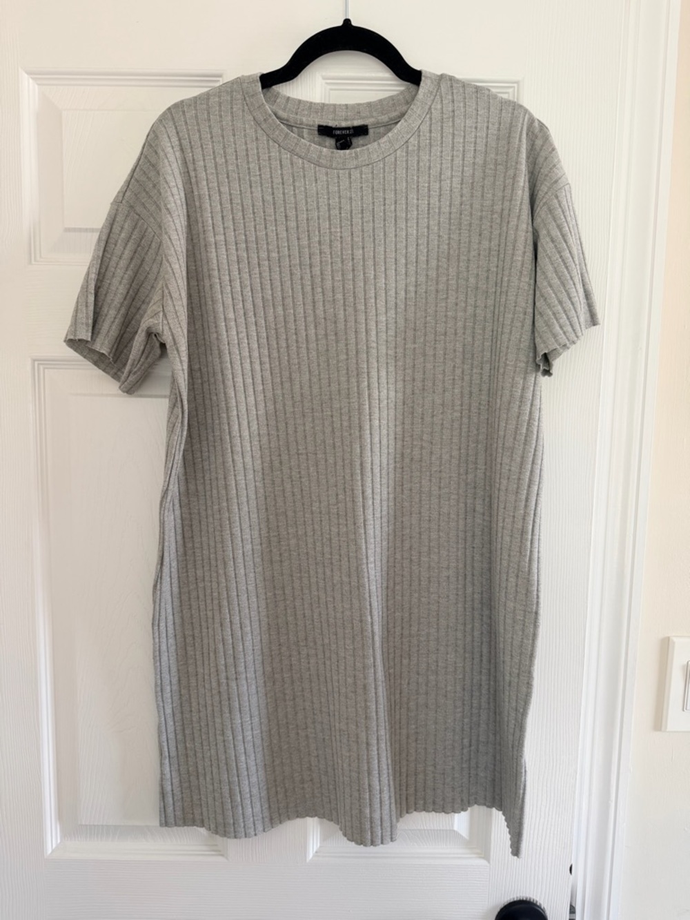 Soft Gray Ribbed Shift Dress